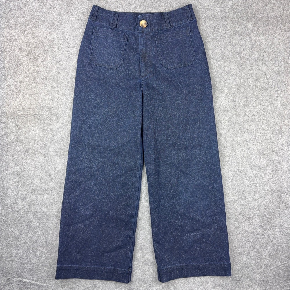 Maeve The Colette Crop Pants Womens 28 Anthropologie Shimmer Metallic Wide Leg